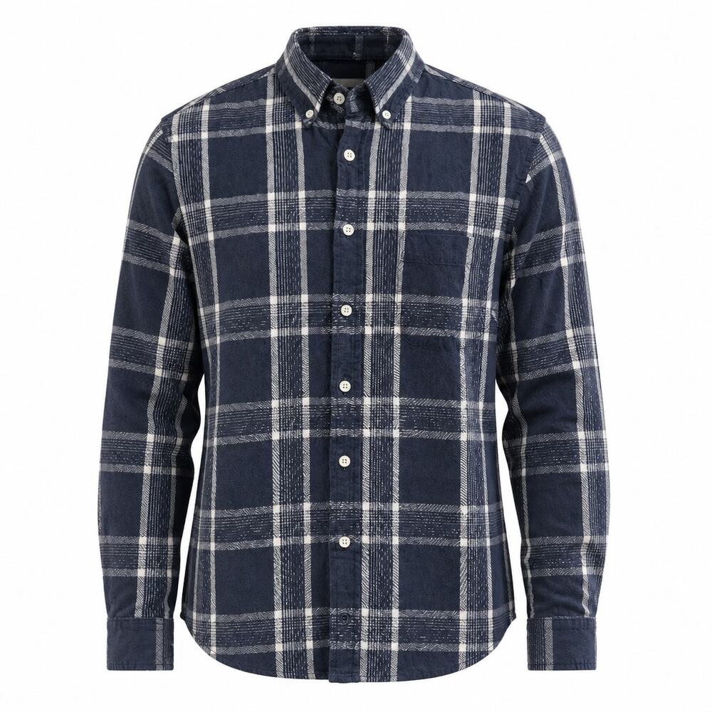 Taylor Stitch The Jack Shirt Midnight Plaid Navy Blue Cotton Size 38 (Small)